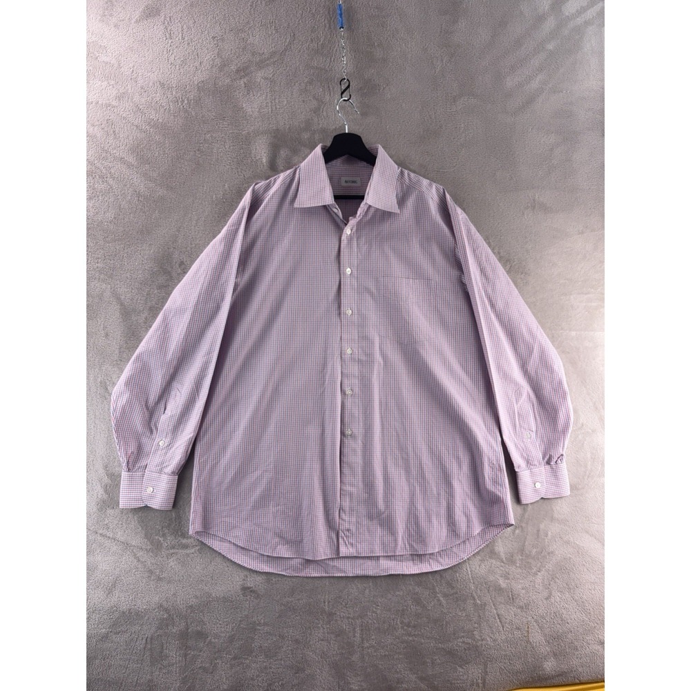 Ascot Chang Button Down Shirt Mens Size XXL Pink Blue Check Luxury Dress